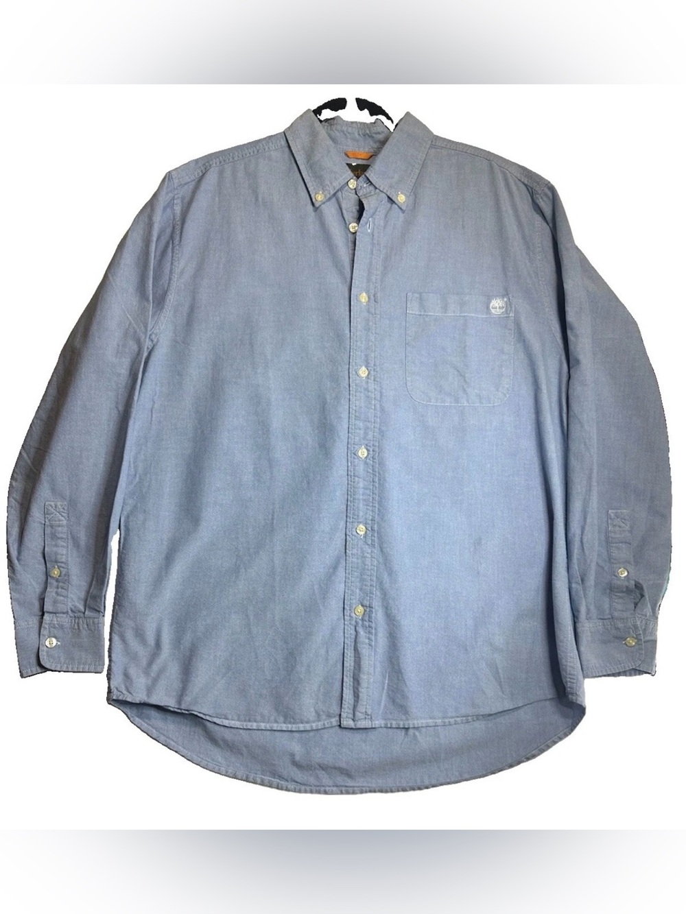 Timberland Men’s Large Chambray Shirt Blue 100% Cotton Long Sleeve Button Down